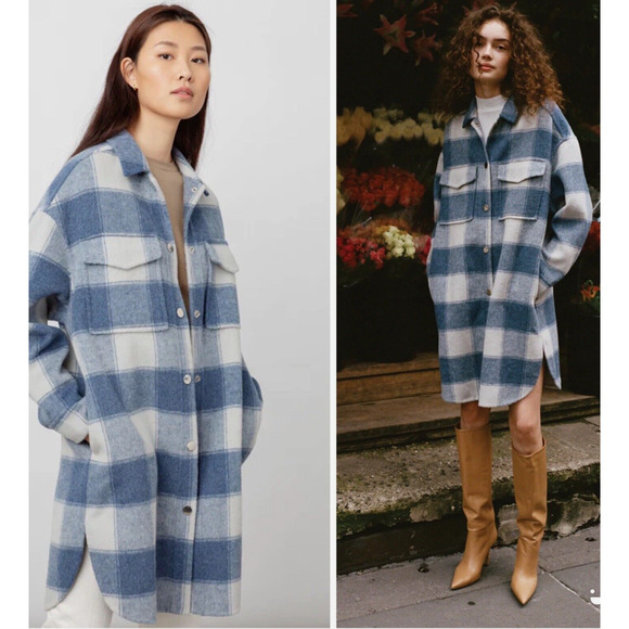 NWT Ret $ 399 Rails Jaro Ivory Bay Coat Women Plaid Fall Perfect- Size M‎ - Picture 1 of 9